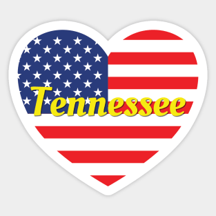 Tennessee American Flag Heart Sticker